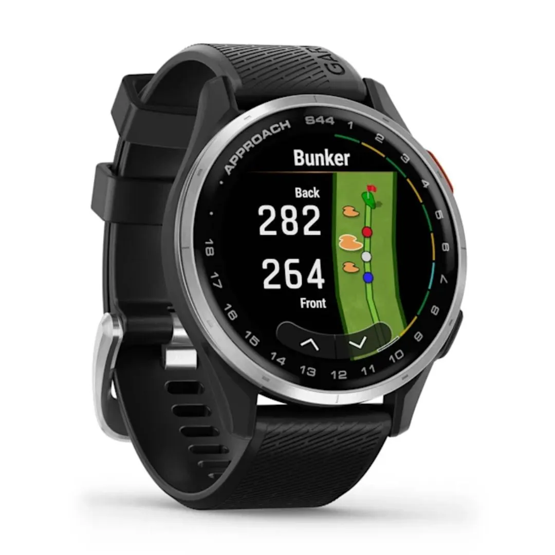 Garmin Approach S44,Black and Aluminum Bezel, GPS Golf Smartwatch 010-03009-00