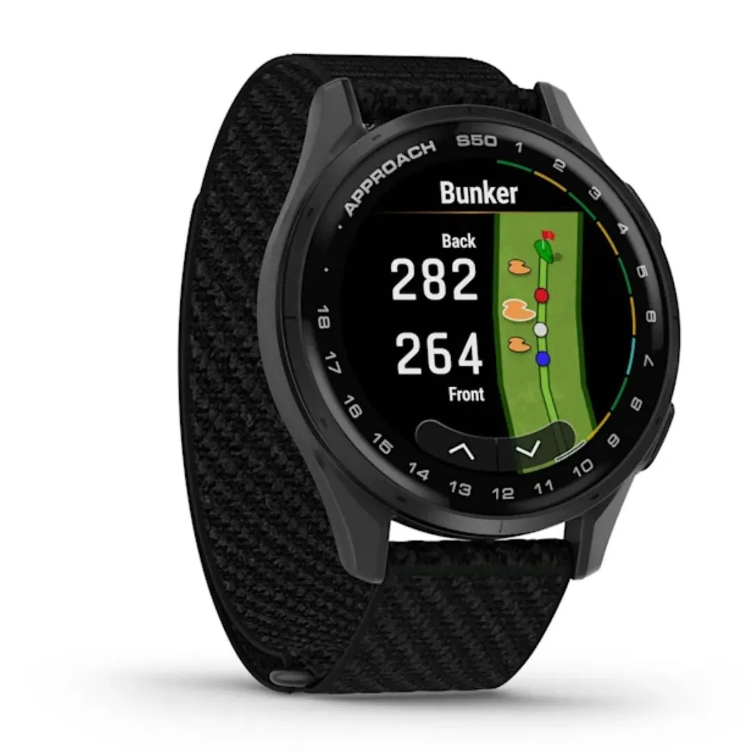 Garmin Approach S50, Black and Aluminum Bezel, GPS Golf Smartwatch 010-03010-00