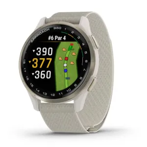Garmin Approach S50, Ivory and Light Gold Aluminum Frame, GPS Golf Smartwatch 010-03010-01