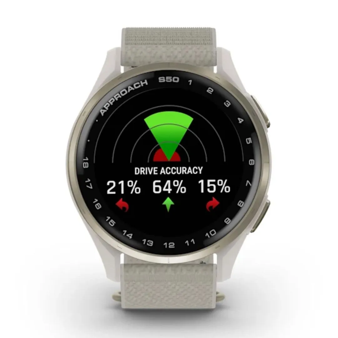 Garmin Approach S50, Ivory and Light Gold Aluminum Frame, GPS Golf Smartwatch 010-03010-01