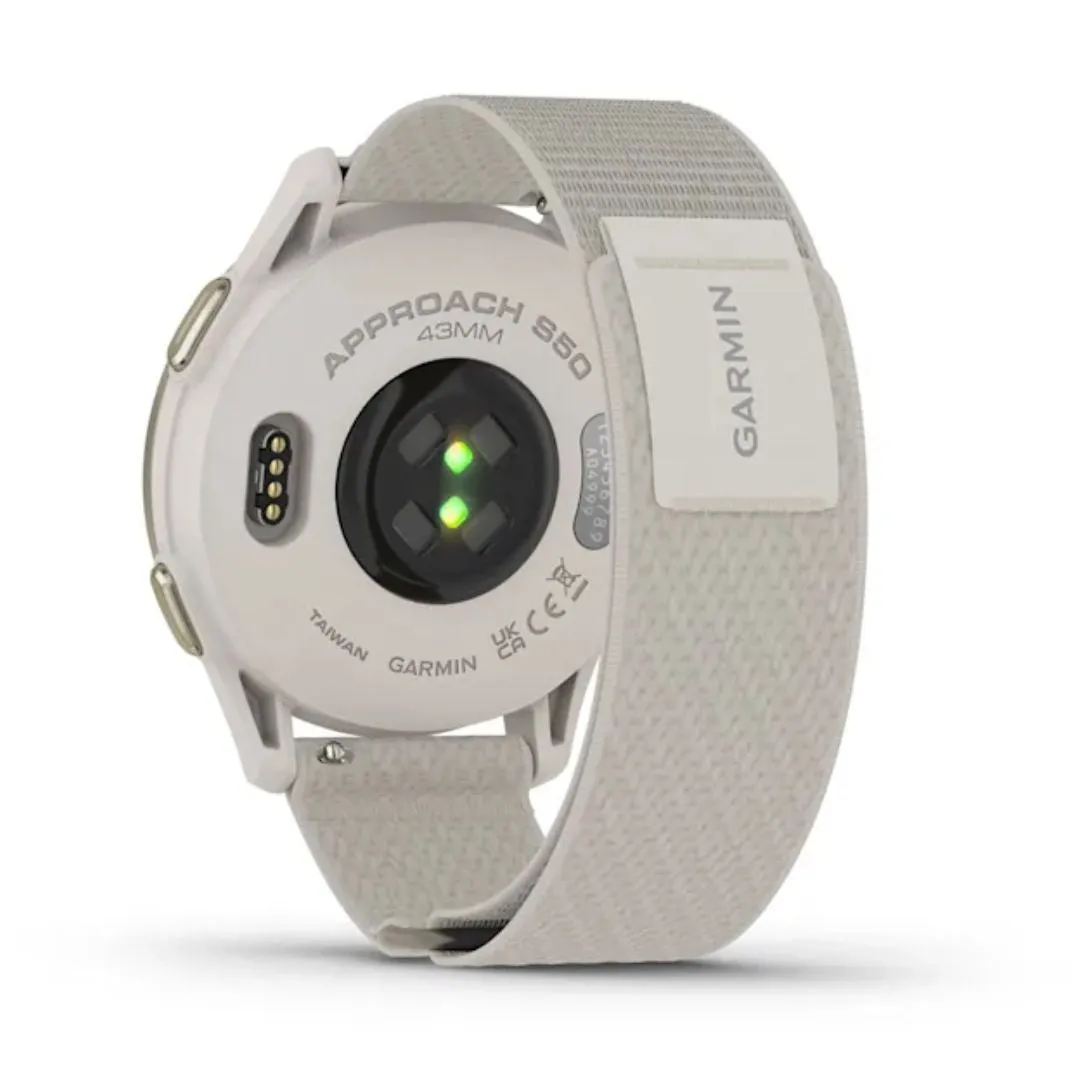 Garmin Approach S50, Ivory and Light Gold Aluminum Frame, GPS Golf Smartwatch 010-03010-01