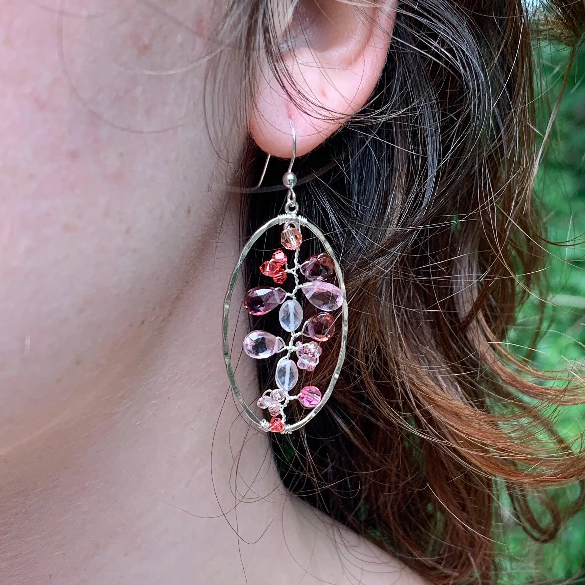 Garnet and Morganite Filigree Earrings