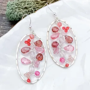 Garnet and Morganite Filigree Earrings