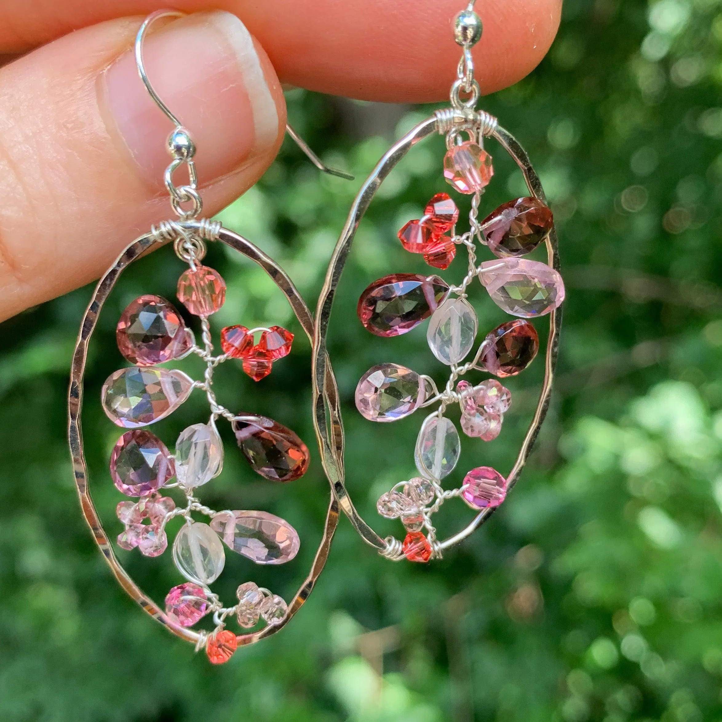 Garnet and Morganite Filigree Earrings