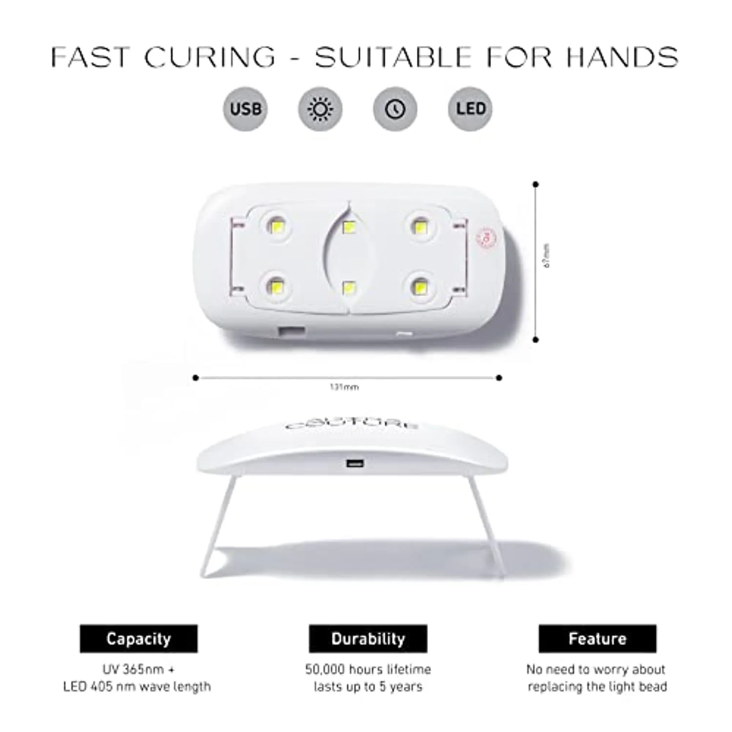 Gel Nail UV LED Light/ Adora Couture 6w Personal Nail Dryer Mini Gel Nail Lamp [White]