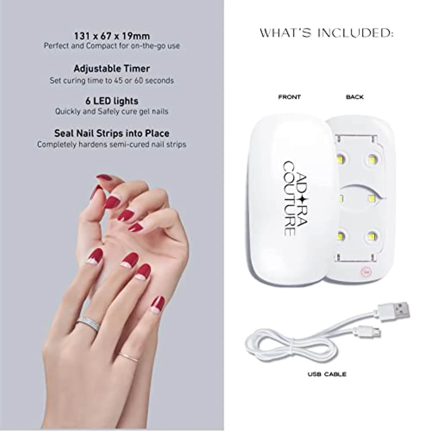 Gel Nail UV LED Light/ Adora Couture 6w Personal Nail Dryer Mini Gel Nail Lamp [White]