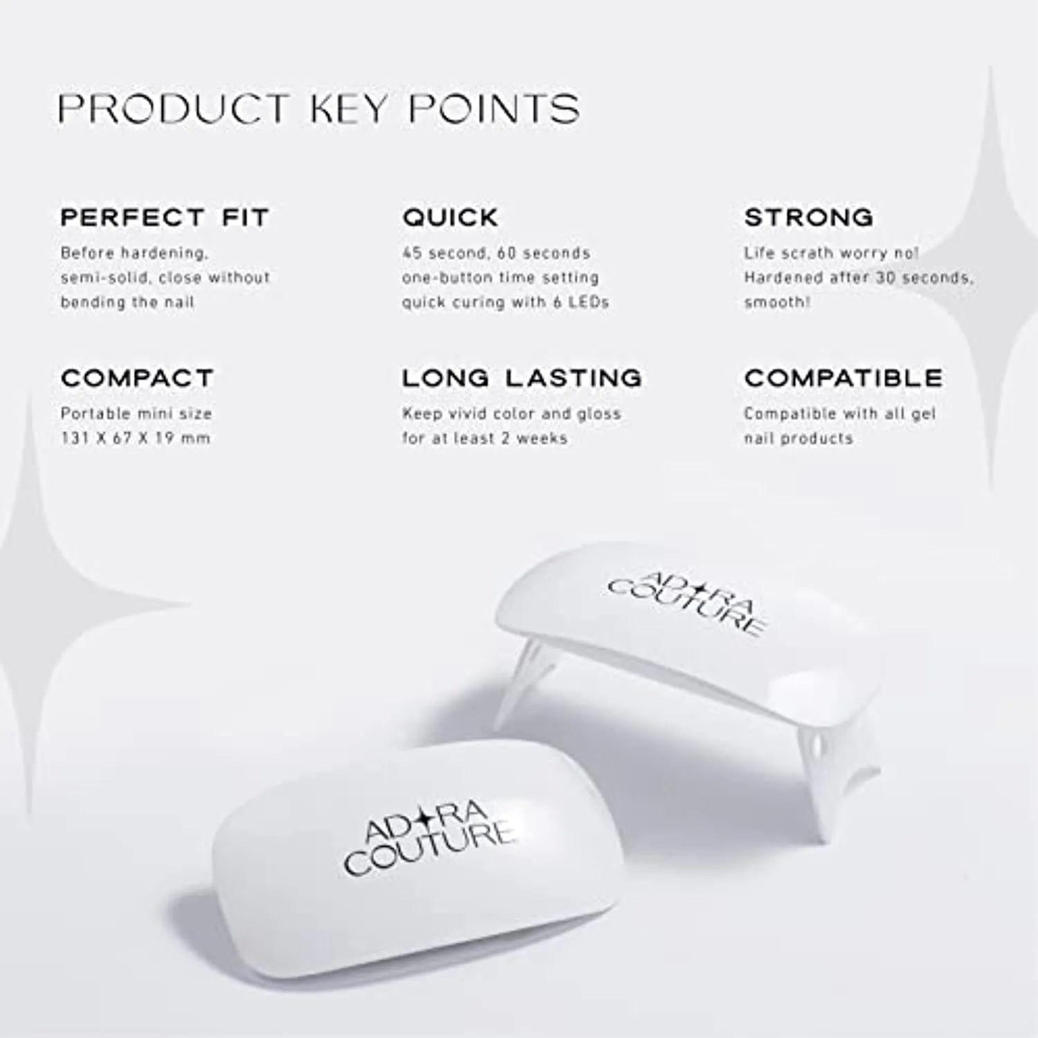 Gel Nail UV LED Light/ Adora Couture 6w Personal Nail Dryer Mini Gel Nail Lamp [White]