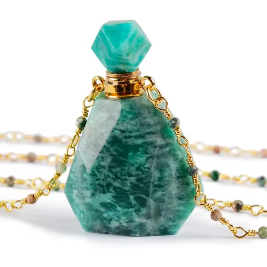 Gemstone Perfume Bottle Necklace – Elegance & Energy Combined