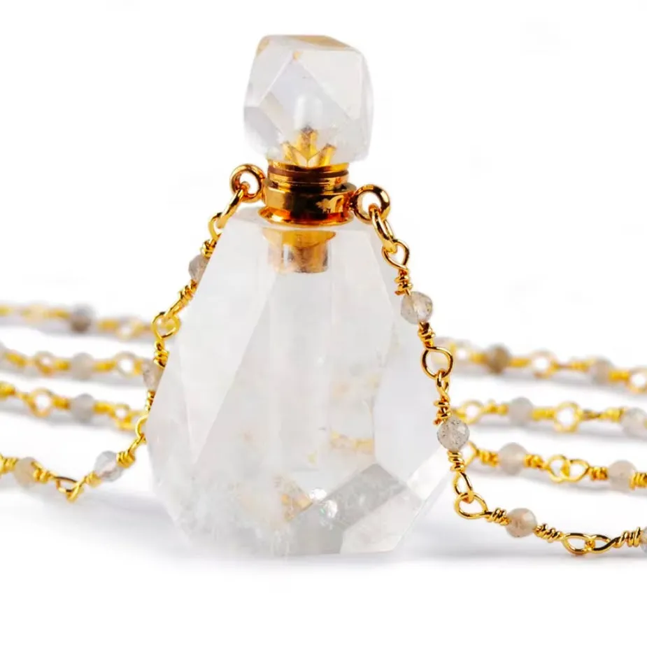 Gemstone Perfume Bottle Necklace – Elegance & Energy Combined