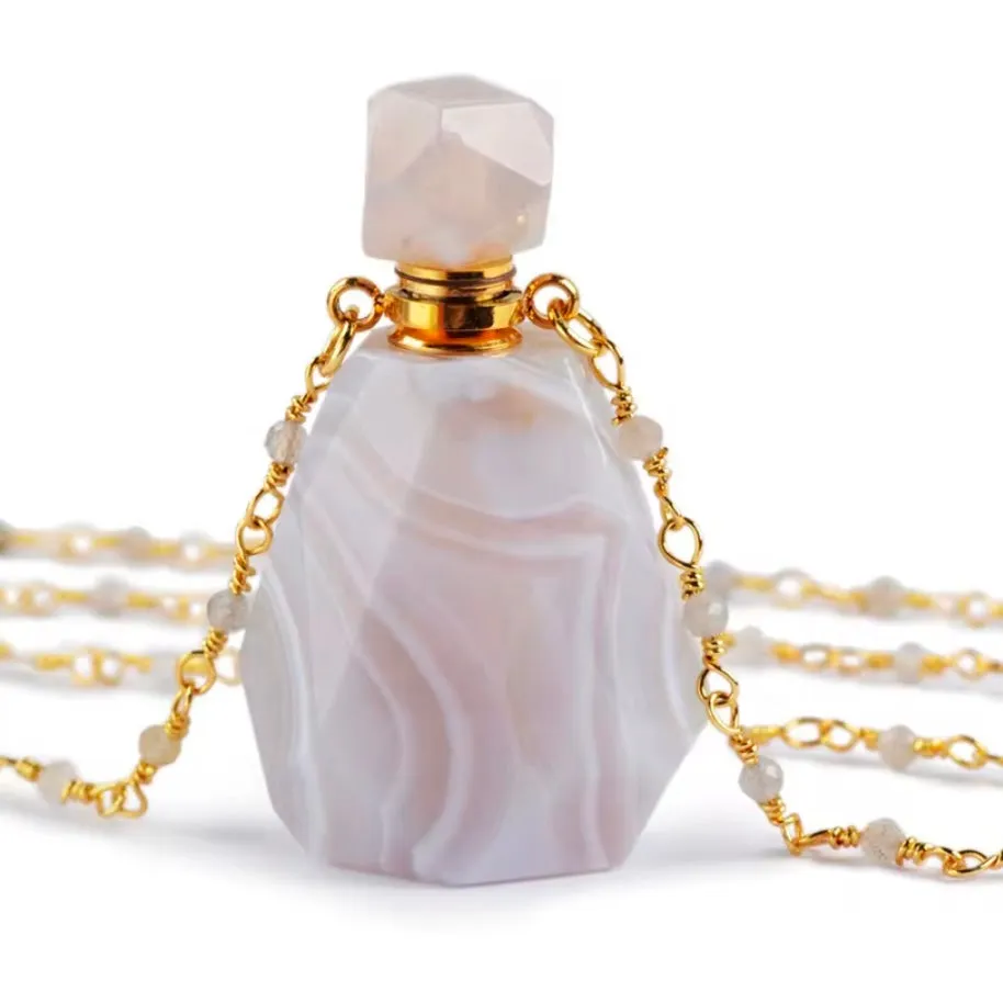 Gemstone Perfume Bottle Necklace – Elegance & Energy Combined