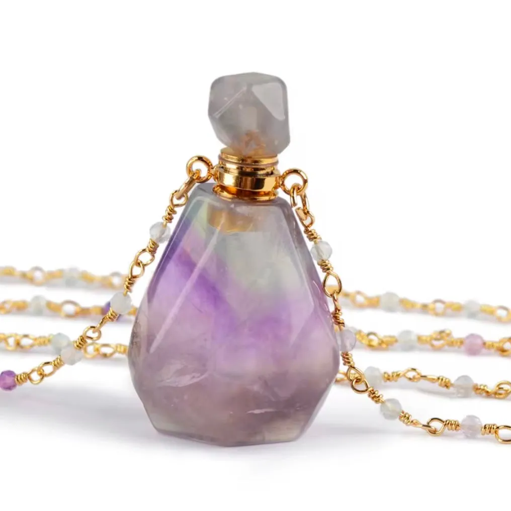 Gemstone Perfume Bottle Necklace – Elegance & Energy Combined