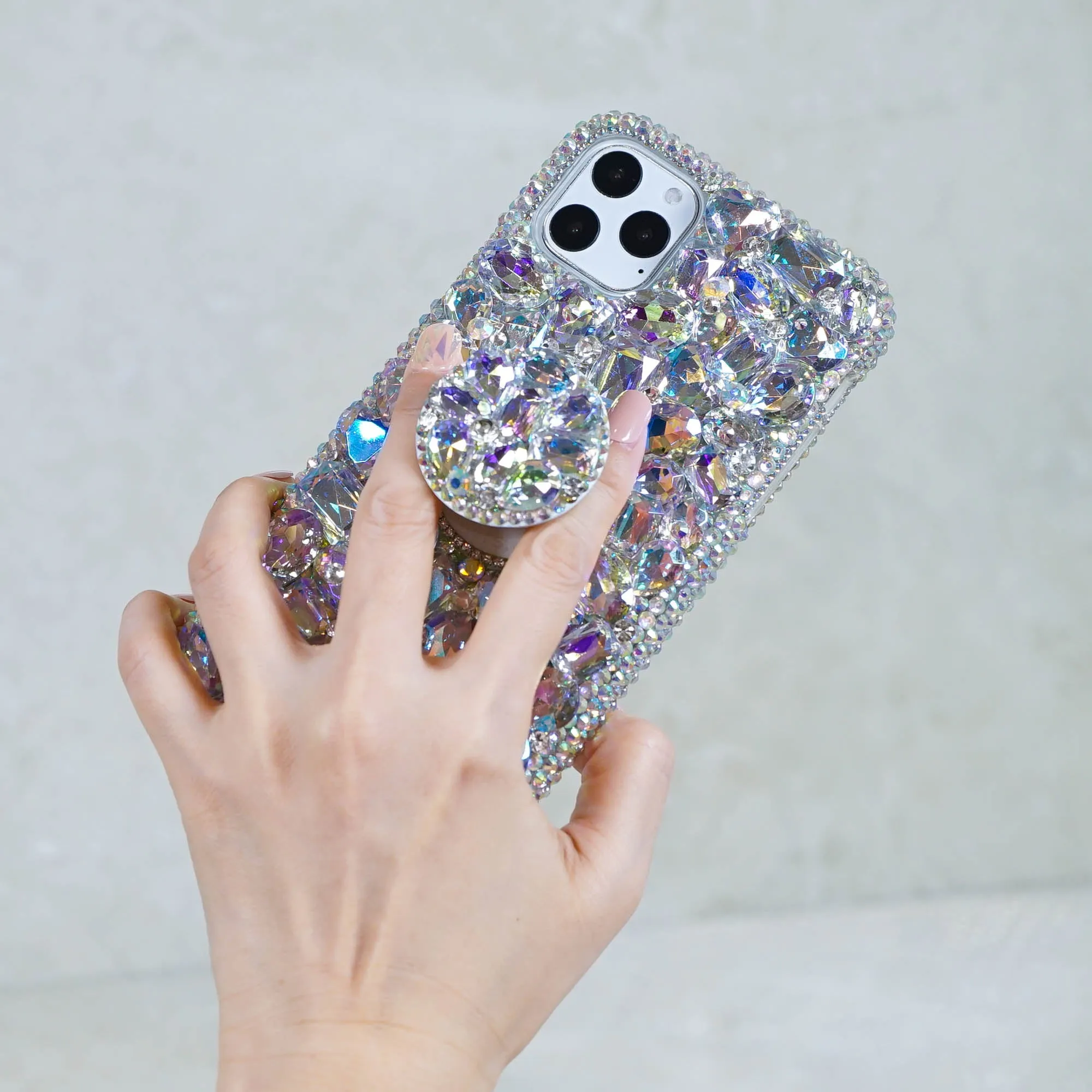 Genuine Aurora Borealis Crystals and Stones   PopSockets PopGrip (Style PS111)