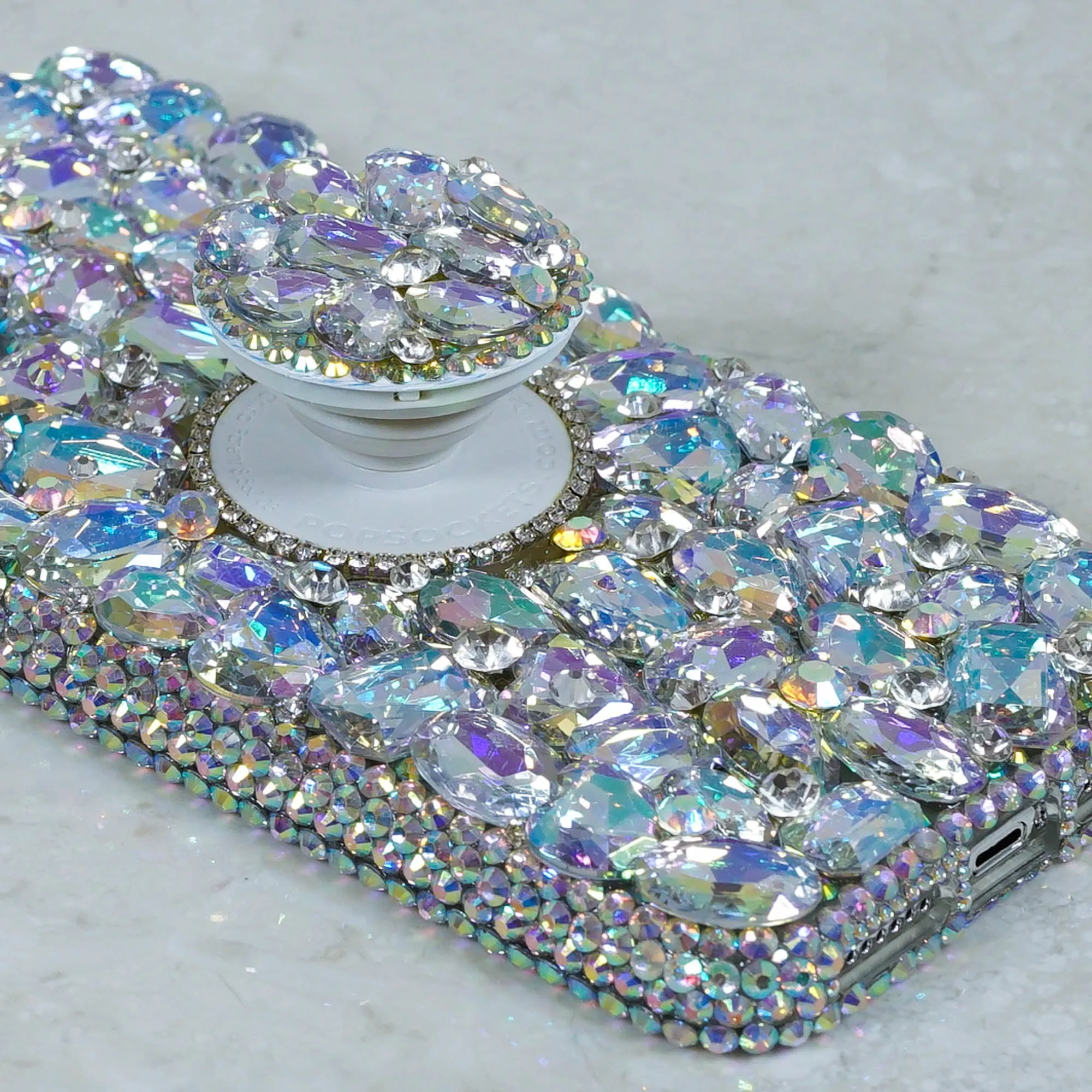 Genuine Aurora Borealis Crystals and Stones   PopSockets PopGrip (Style PS111)