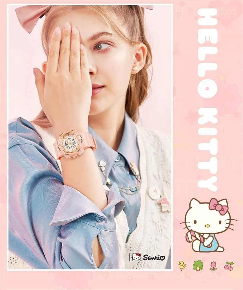 Genuine Sanrio Hello Kitty Waterproof Multifunction Electronic Dual Display Quartz Watch