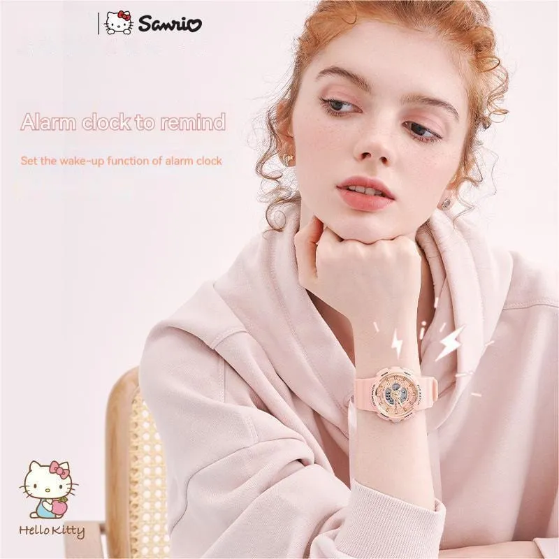 Genuine Sanrio Hello Kitty Waterproof Multifunction Electronic Dual Display Quartz Watch