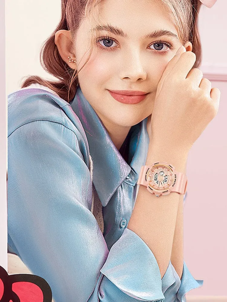 Genuine Sanrio Hello Kitty Waterproof Multifunction Electronic Dual Display Quartz Watch