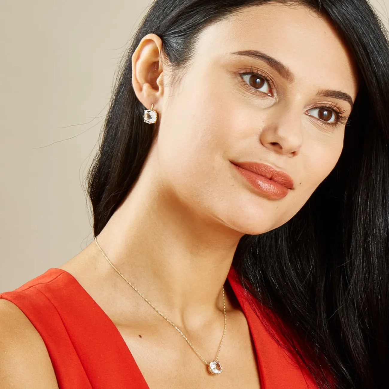 Geometrix 18K Yellow Gold Rock Crystal Cushion Earrings