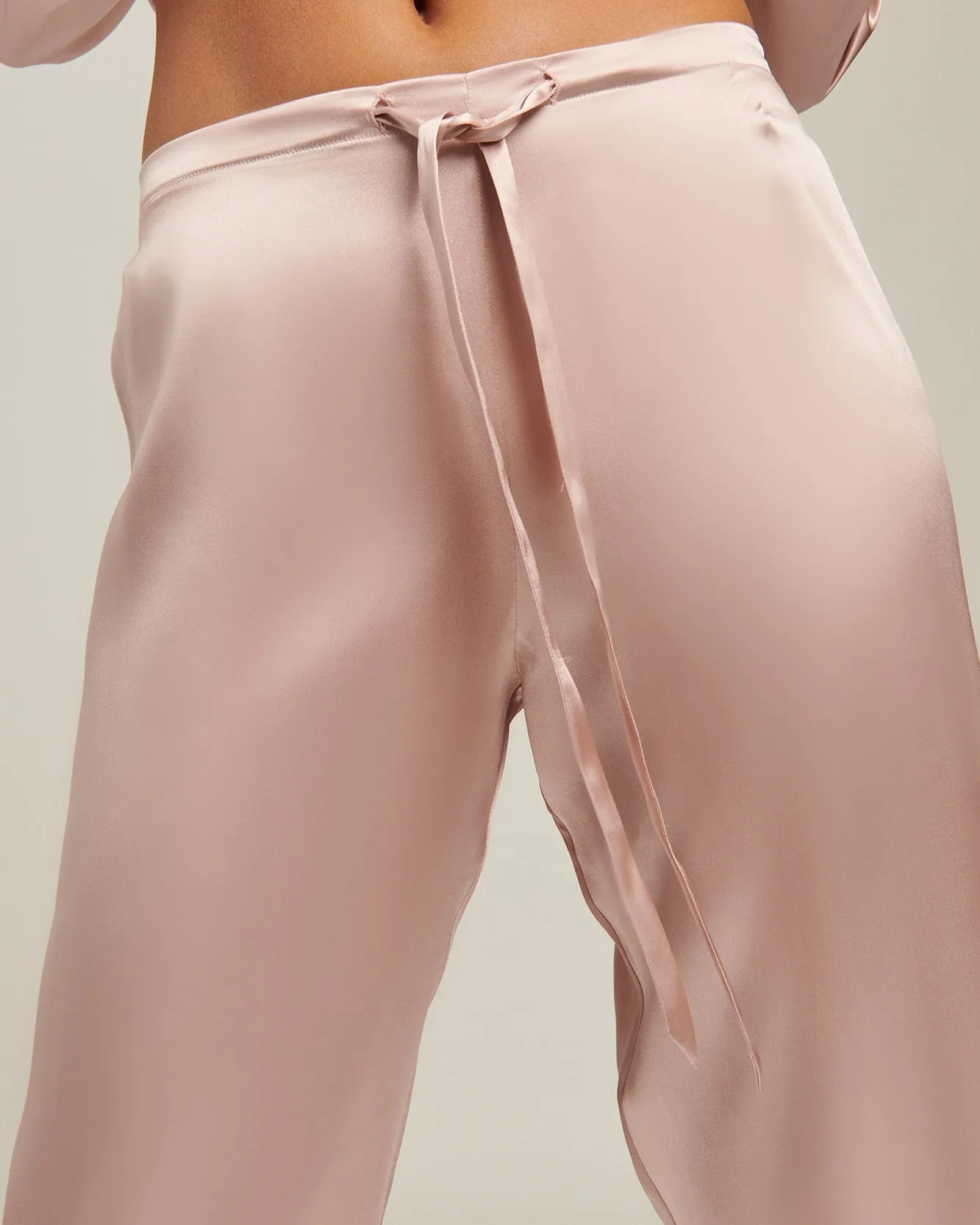 Ginia - Fine Finishes Silk Pyjama Set - Silver Pink