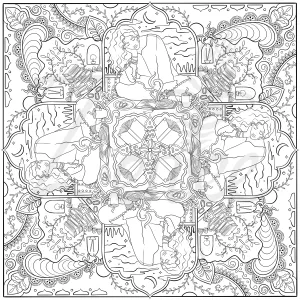 Girls Reading Books - Coloring Page