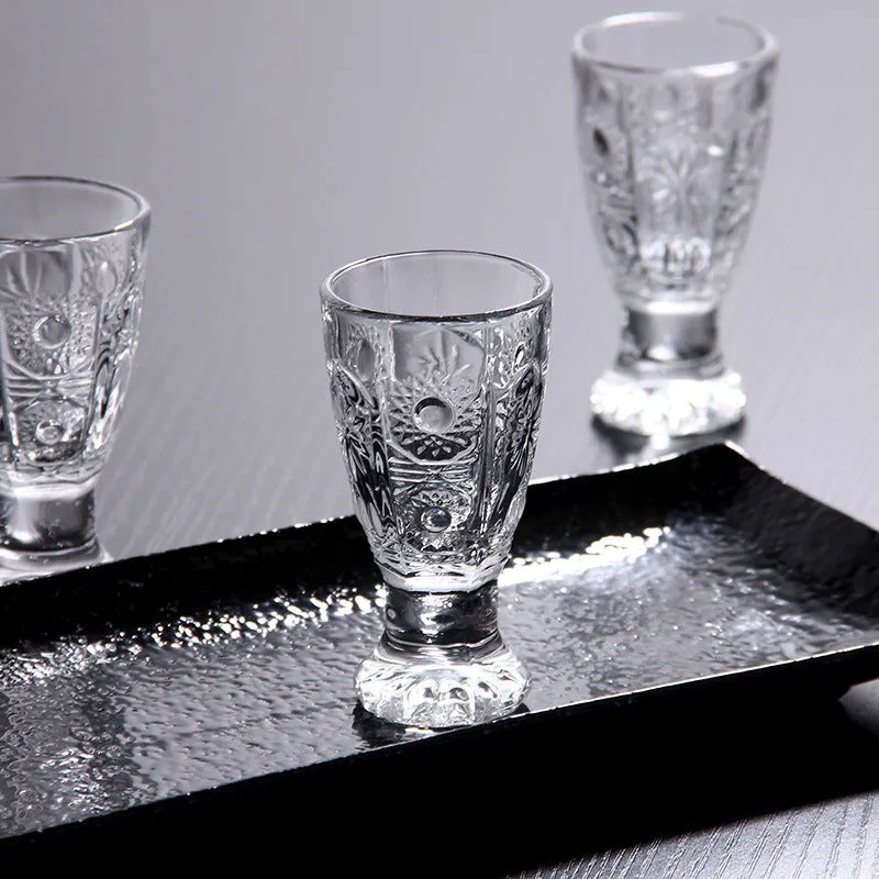 GLASSCarved One Mouthful Liquor Glass Household Small Glass Spirit Glass