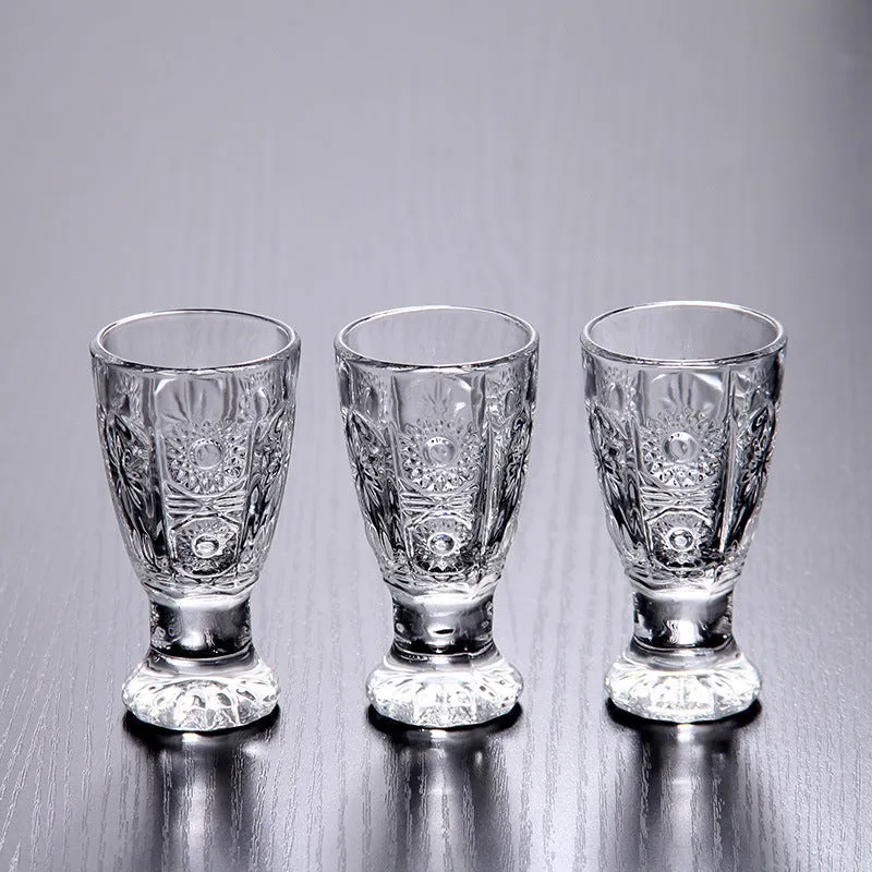 GLASSCarved One Mouthful Liquor Glass Household Small Glass Spirit Glass