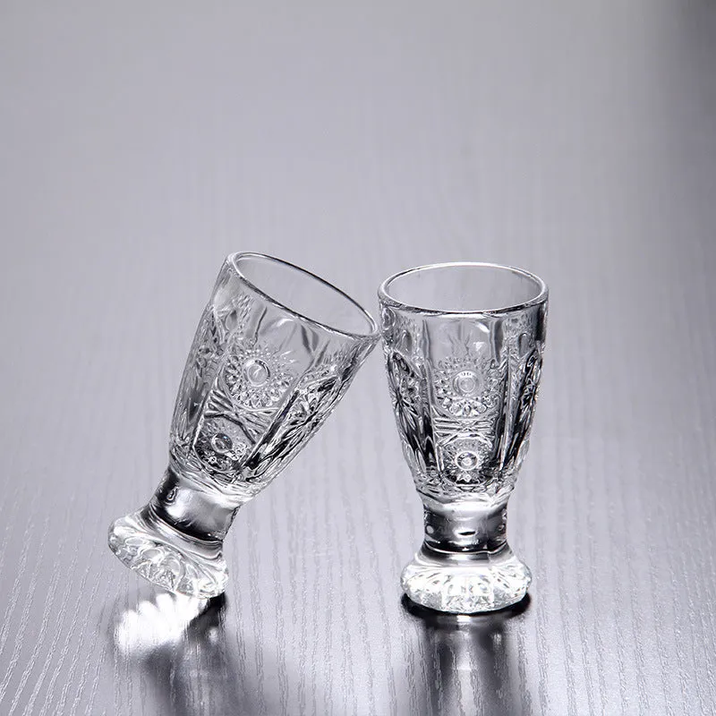 GLASSCarved One Mouthful Liquor Glass Household Small Glass Spirit Glass