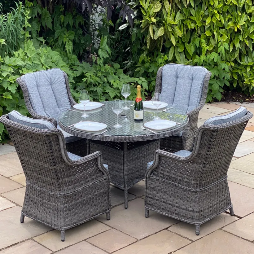 Glendalough 4 Seater Round Set Dark Grey