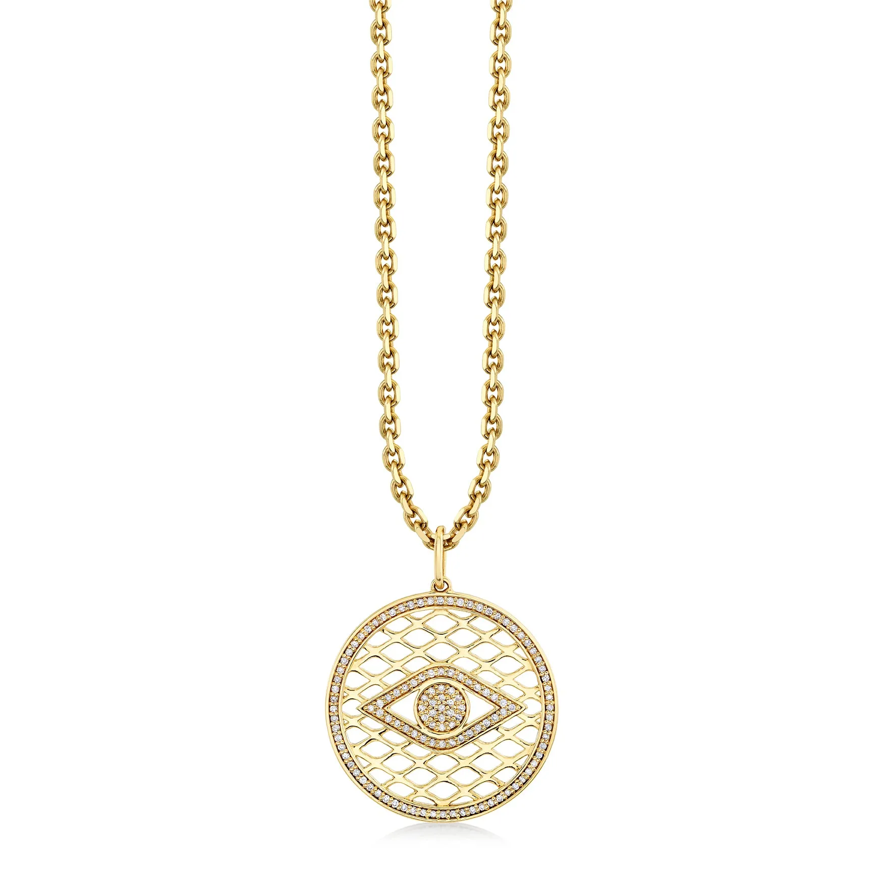 Gold & Diamond Fishnet Eye Pendant
