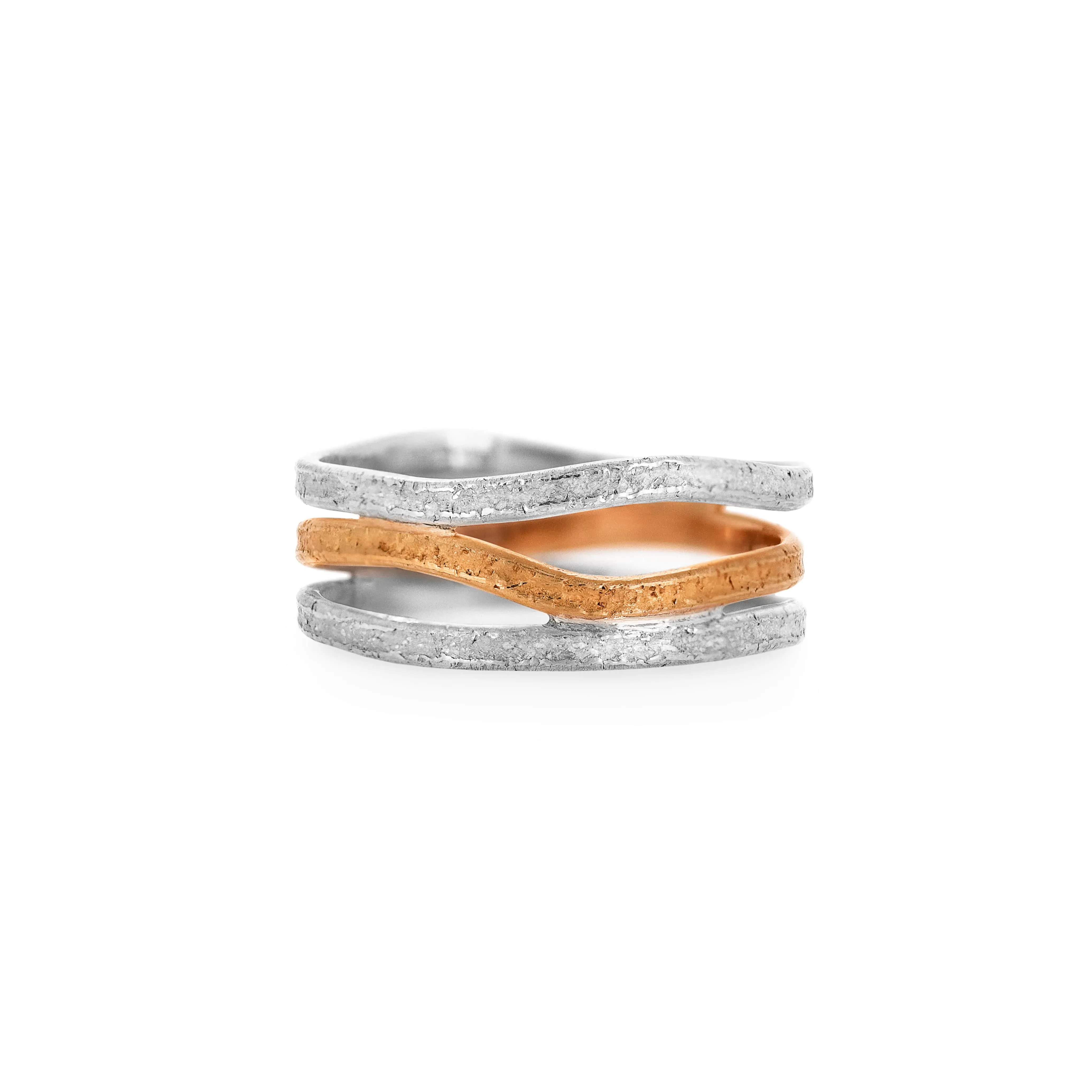 Gold & Silver Triple Nest Wedding Ring | 18ct or 9ct & Silver
