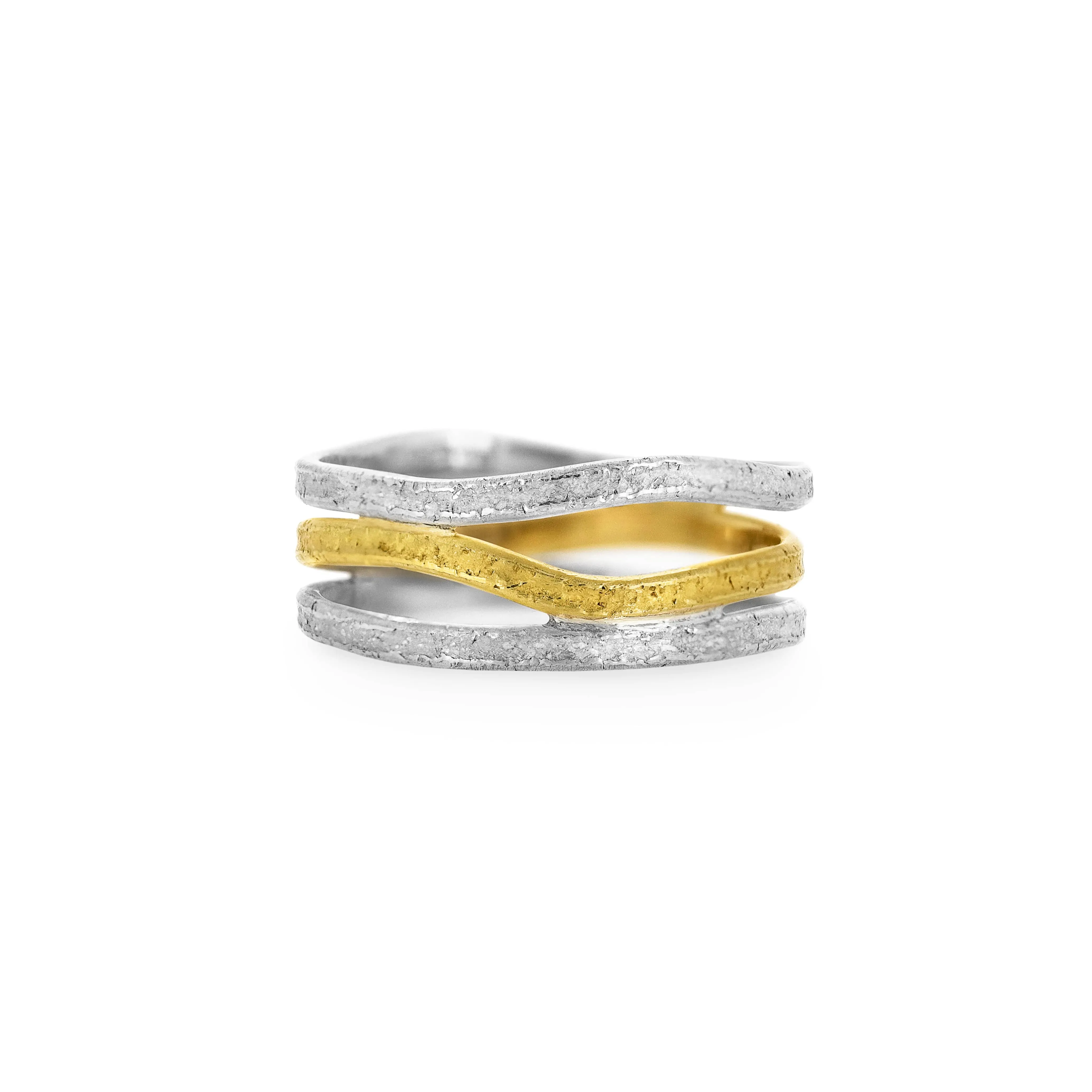 Gold & Silver Triple Nest Wedding Ring | 18ct or 9ct & Silver