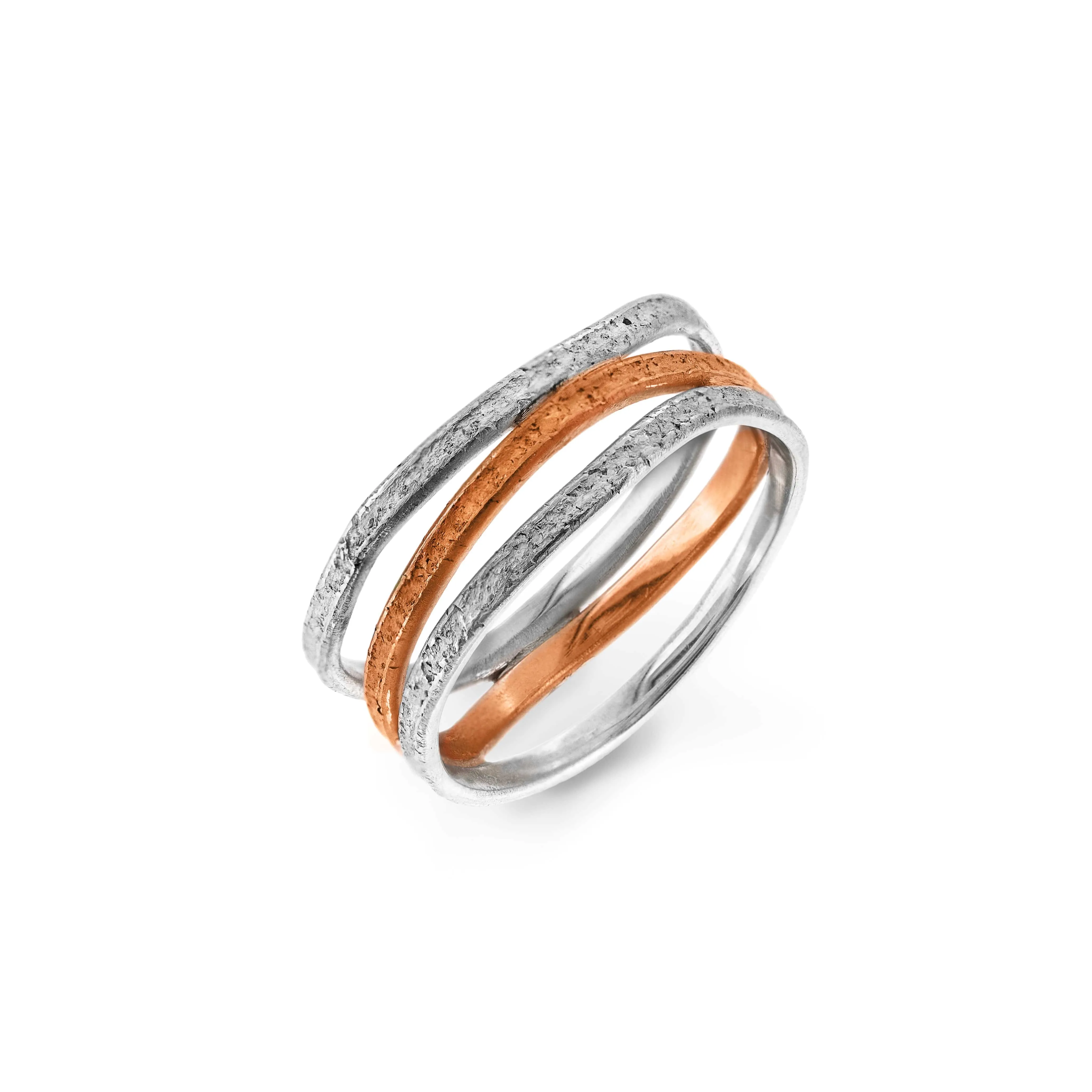 Gold & Silver Triple Nest Wedding Ring | 18ct or 9ct & Silver