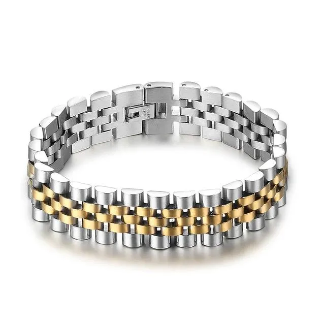 Gold Color Stainless Steel Bracelet, Luxury Men’s Wristband, Jewelry Gift for Men