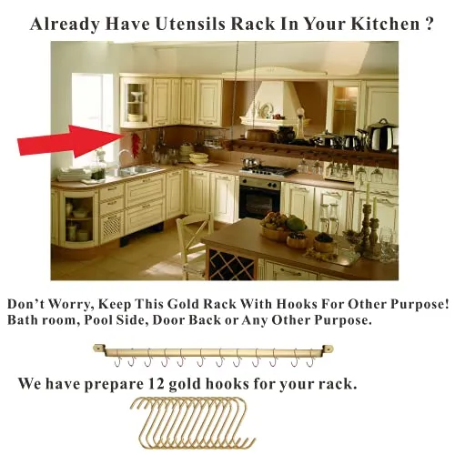 Gold Cooking Utensils Set, Kyraton Stainless Steel 37 Pieces Kitchen Utensils Set with Titanium Gold Plating, Kitchen Gadgets Tool Set with Utensils Racks Heat Resistant Dishwasher Safe