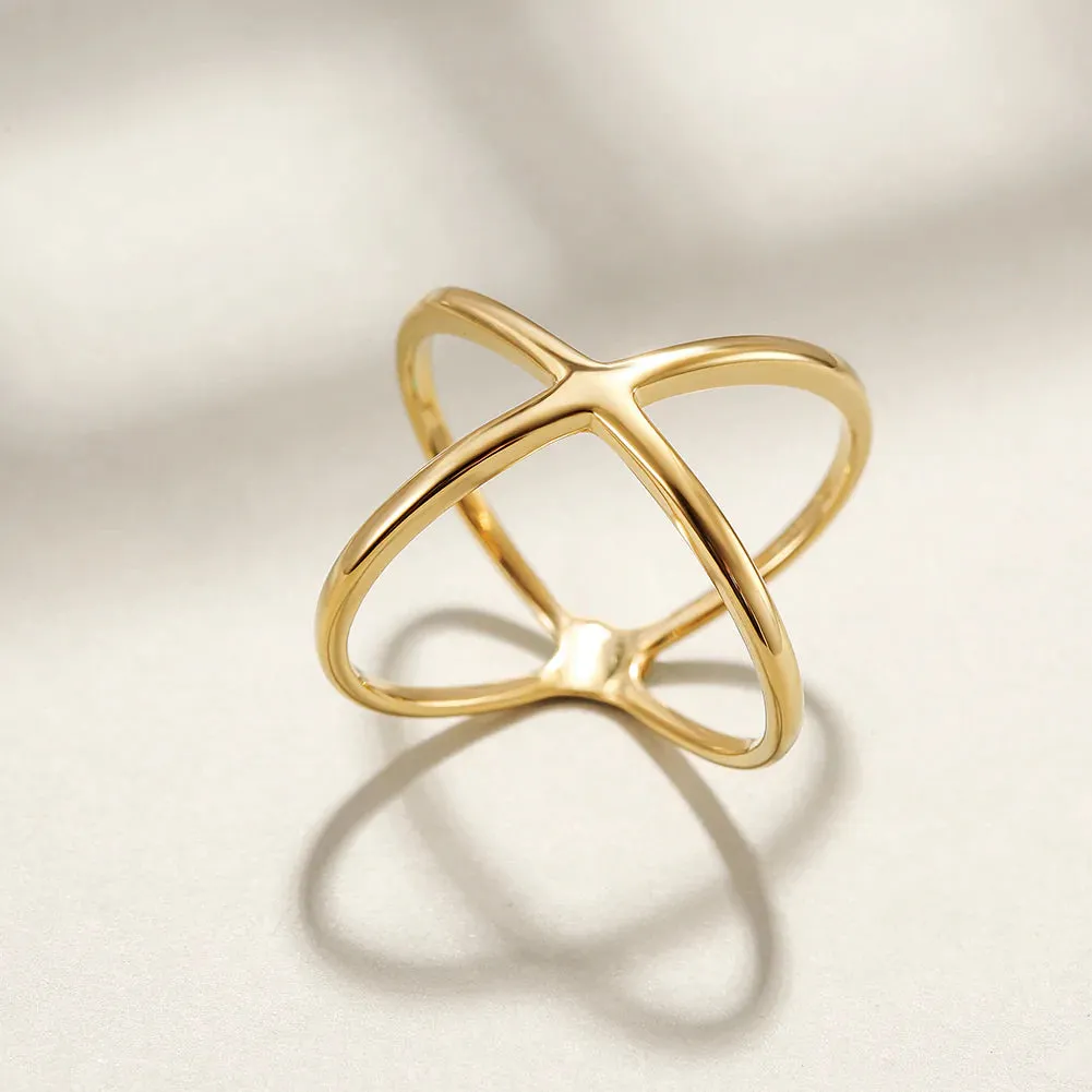 Gold Crossover Ring