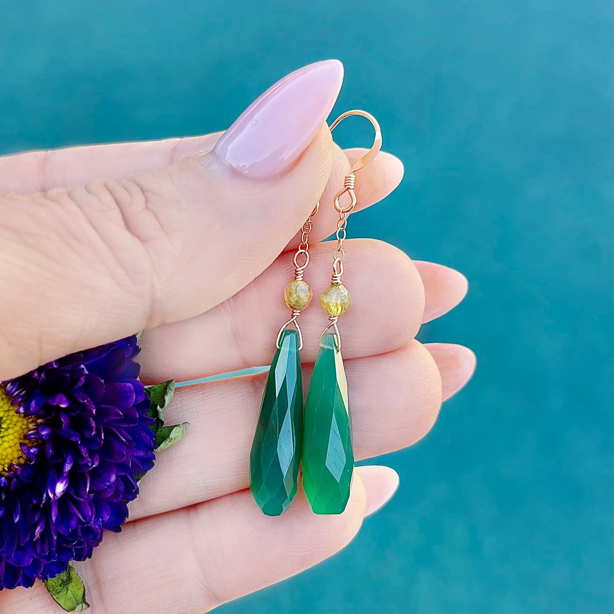 Gold filled Quartz Handmade Earrings