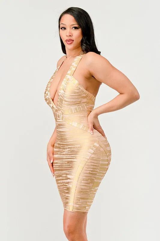 Gold Glamour Bandage  Dress