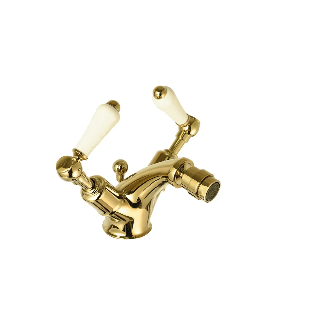 Gold Mono Bidet Mixer Tap with Pop Up Waste