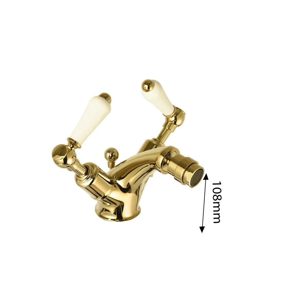 Gold Mono Bidet Mixer Tap with Pop Up Waste