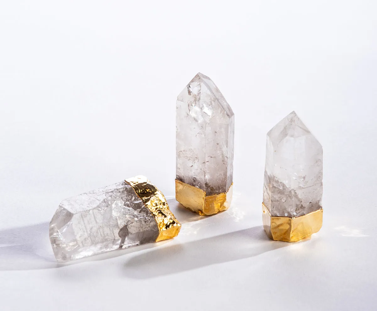 Gold Plated Natural Standing Quartz Points