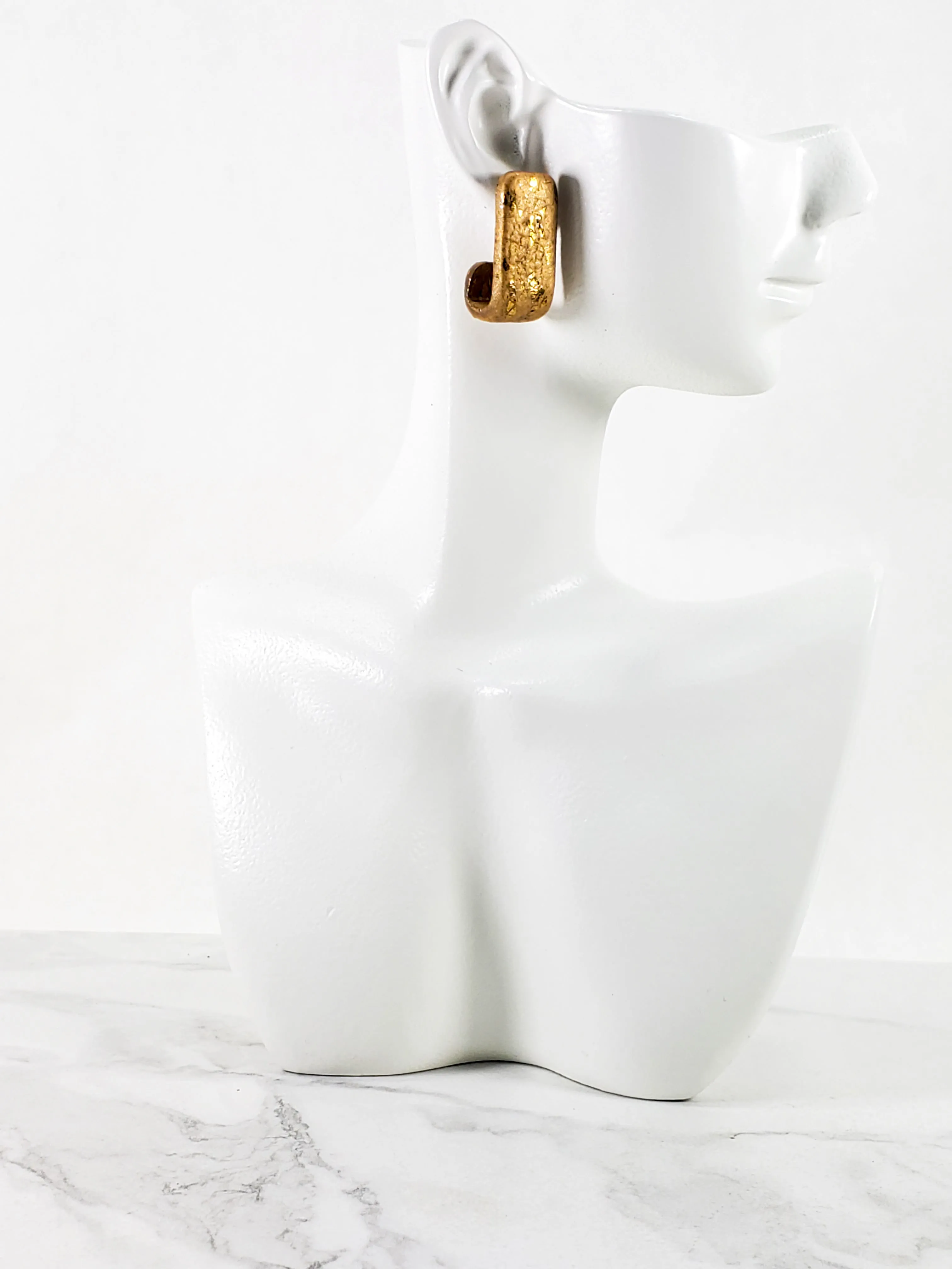 Gold Sparkle Huggie Earrings - Solid Color for a Hint of Glamour