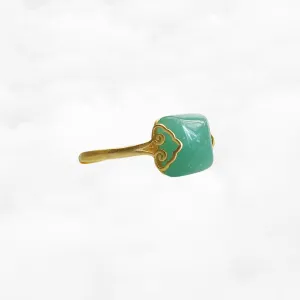 Gold Square Aventurine Ring