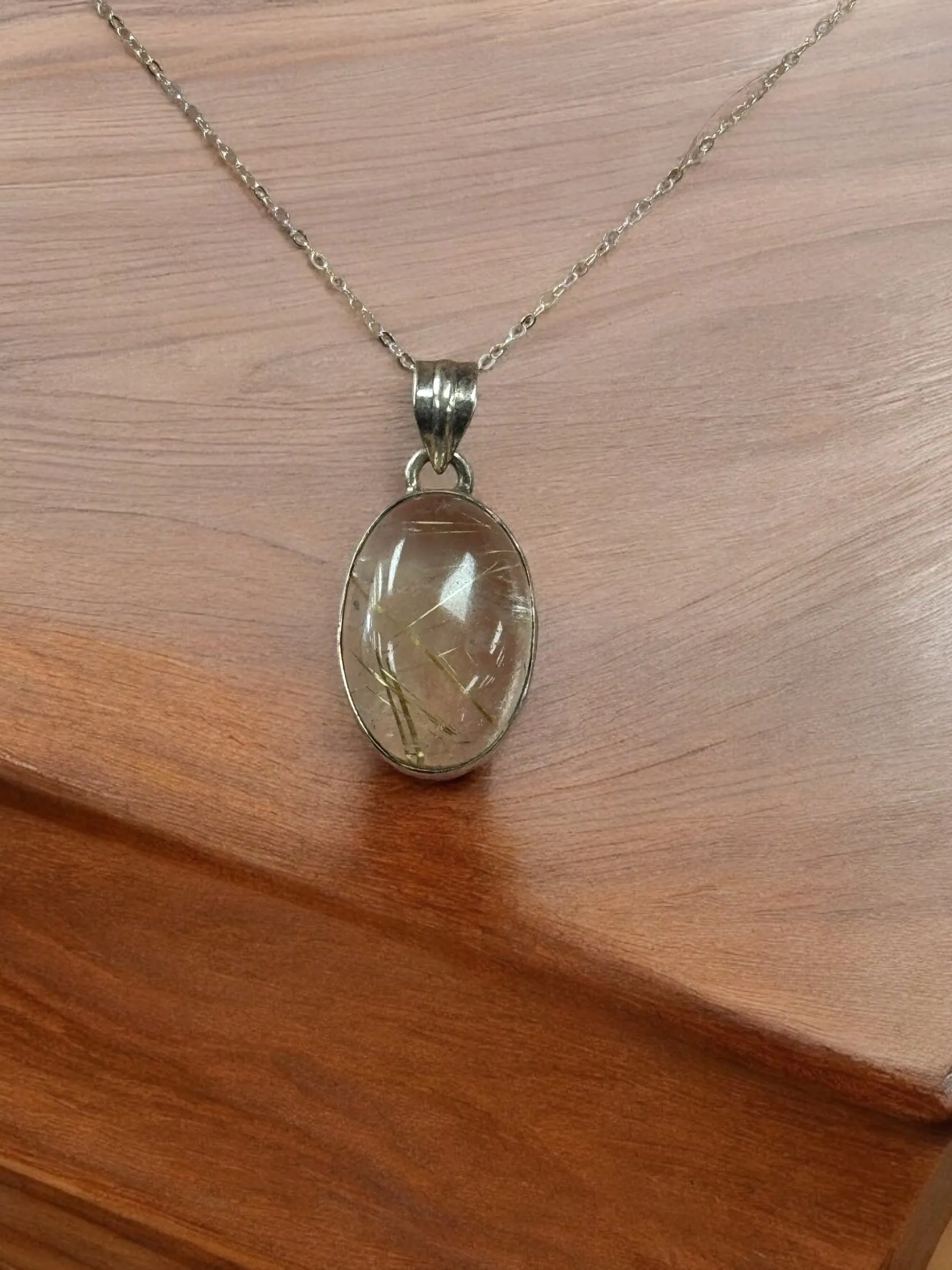 Golden Rutilated Quartz Necklace, Gold Rutile Quartz Pendant