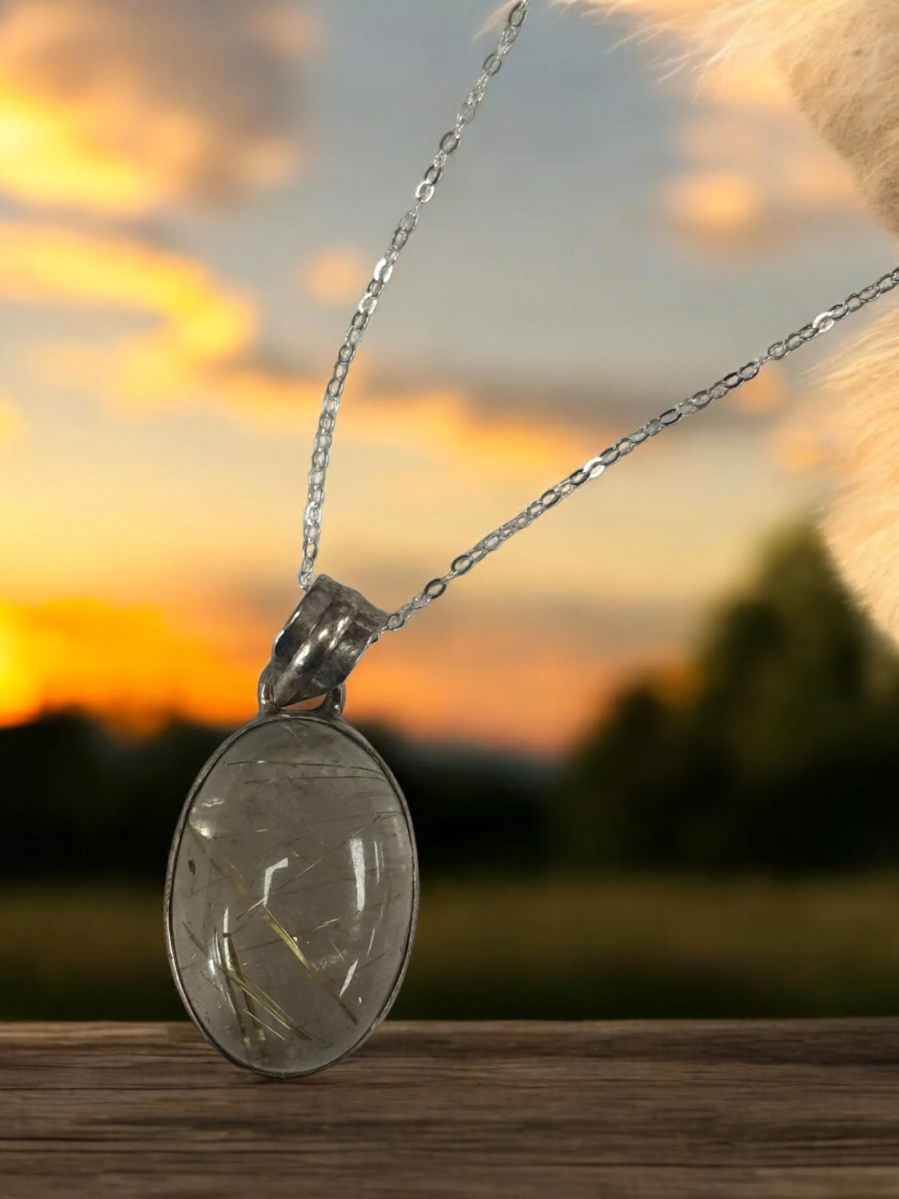 Golden Rutilated Quartz Necklace, Gold Rutile Quartz Pendant