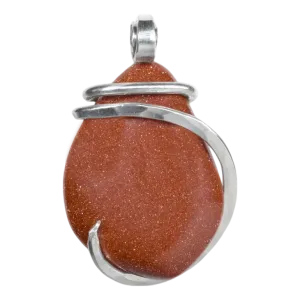 Goldstone Handmade Stone Pendant Wrapped in Silver