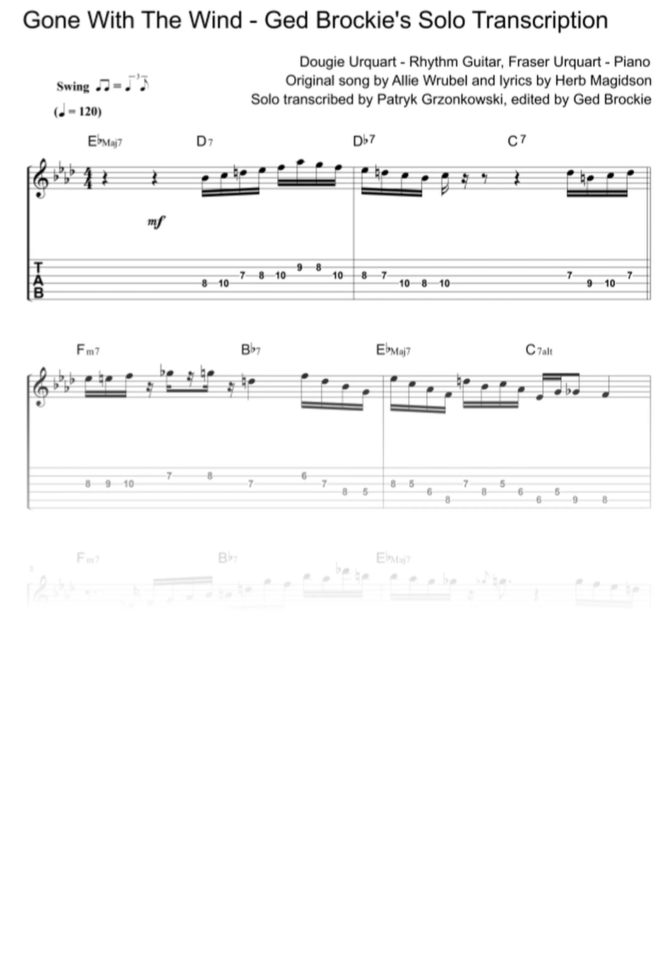 Gone With The Wind - A Jazz Guitar Solo