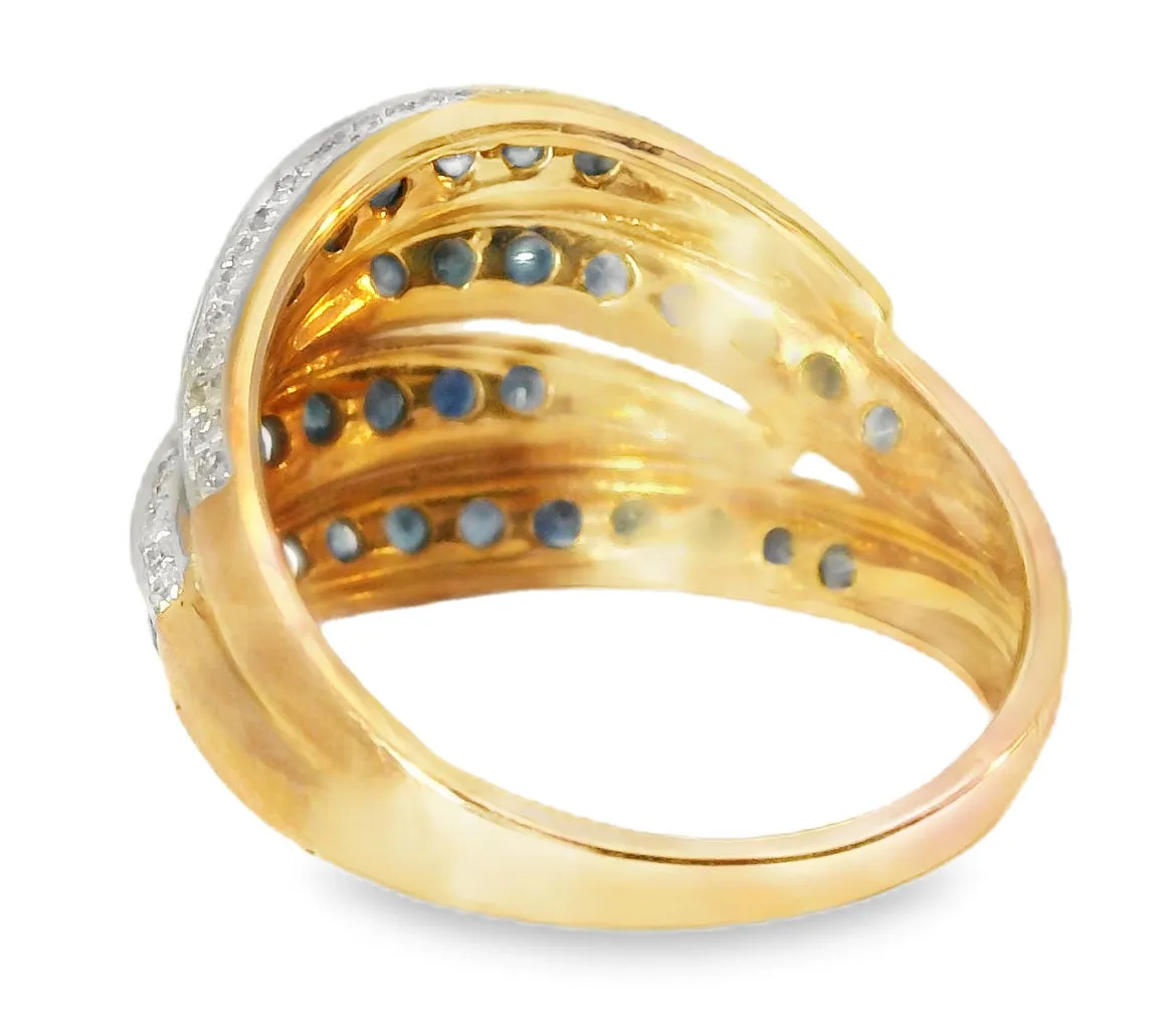 Gorgeous 14K Pink Rose Gold Diamond Sapphire Band Ring