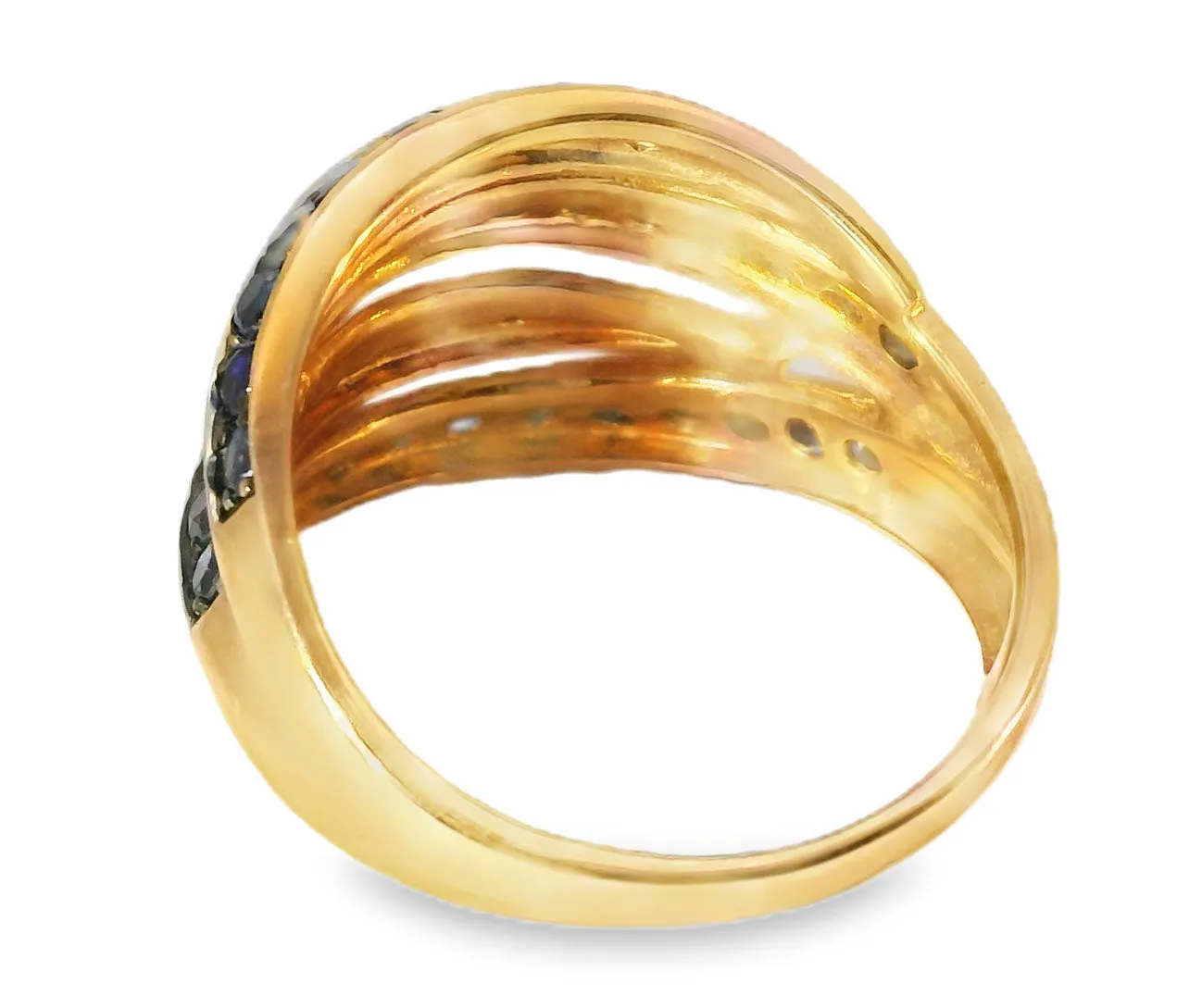 Gorgeous 14K Pink Rose Gold Diamond Sapphire Band Ring