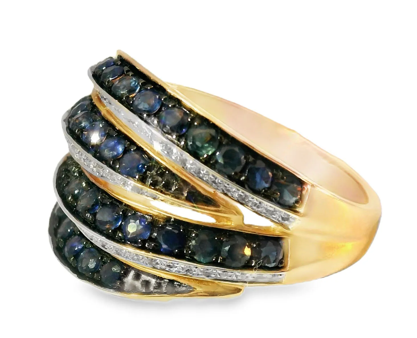 Gorgeous 14K Pink Rose Gold Diamond Sapphire Band Ring