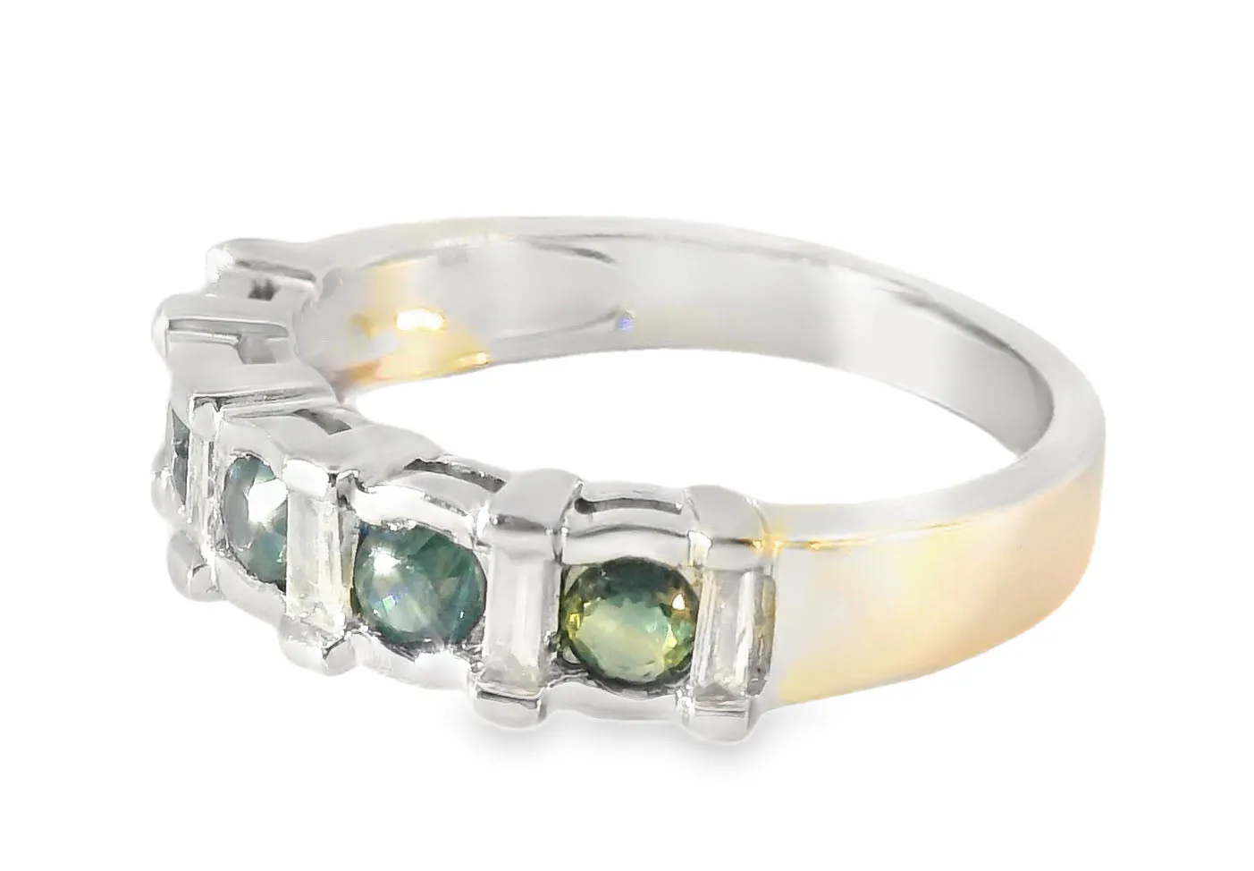Gorgeous Estate 14K White Gold Diamond Sapphire Stacking Band Ring