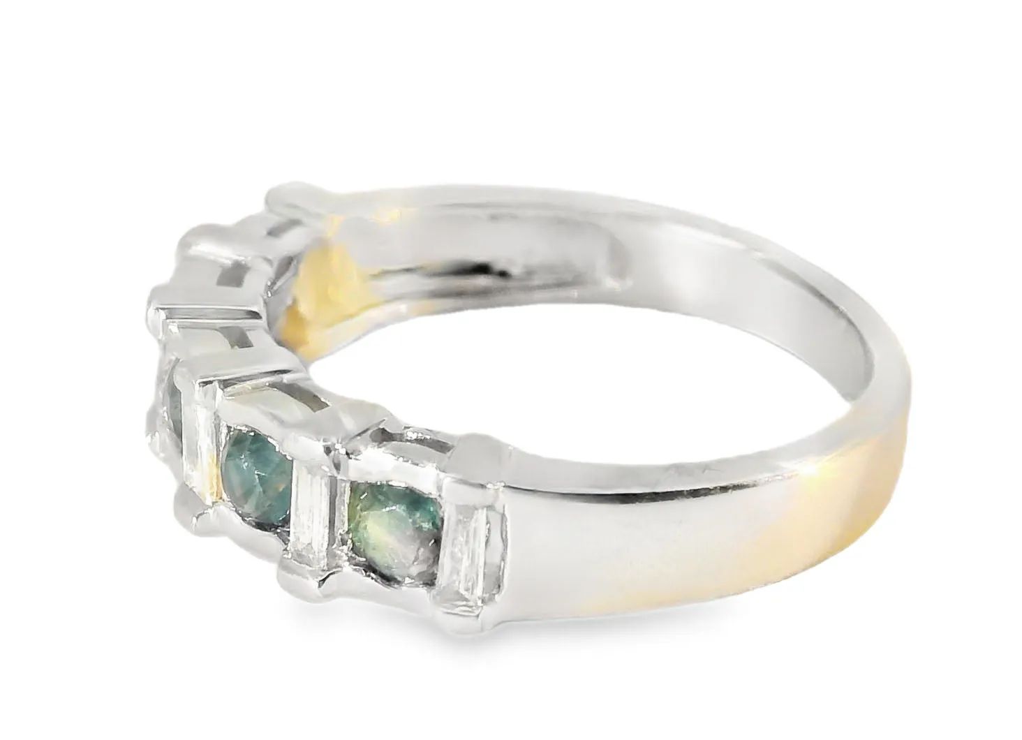 Gorgeous Estate 14K White Gold Diamond Sapphire Stacking Band Ring
